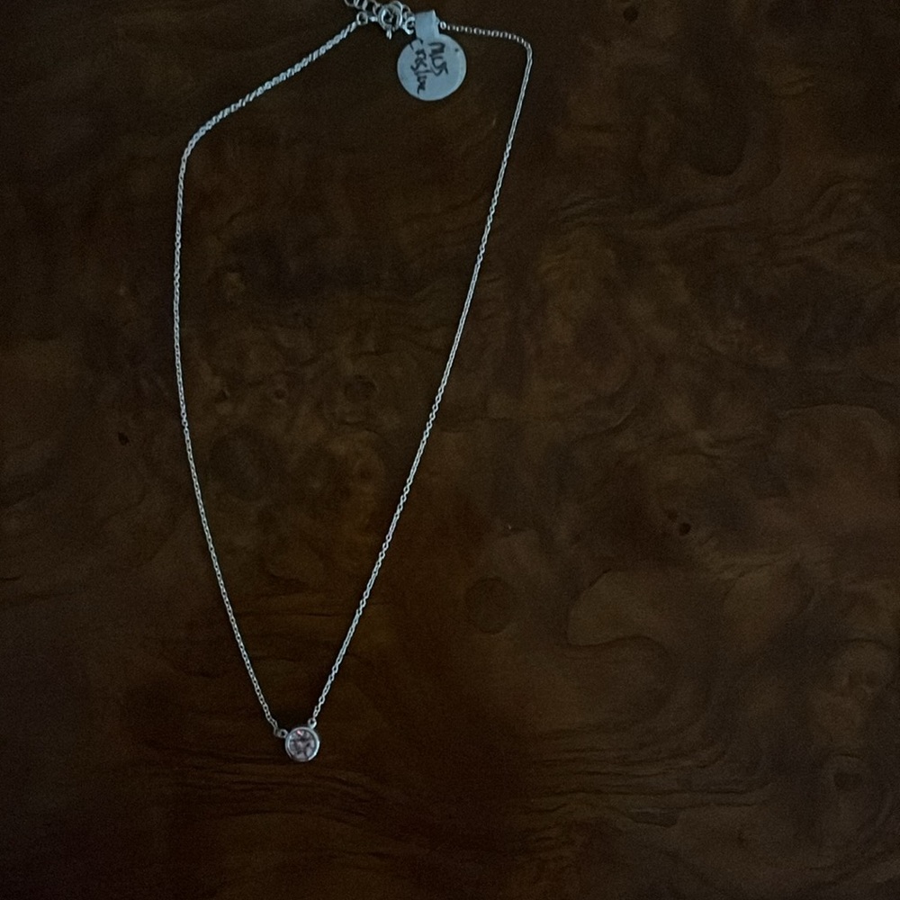Crislu sterling silver with pink cz bezel set necklace. - Picture 6 of 8